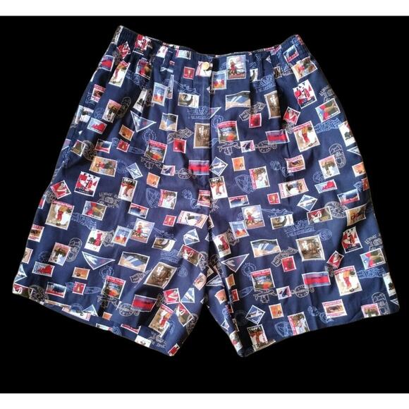 Line-up For Sport Vintage 90s Graphic Golf Shorts Sz L High Rise Elastic Waist - Picture 1 of 8